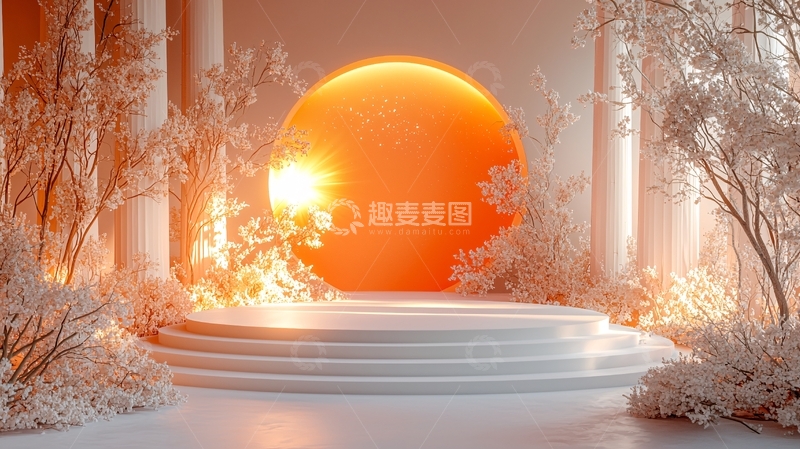 高清大图下载【趣麦麦图】暖色调极简主义圆形背景