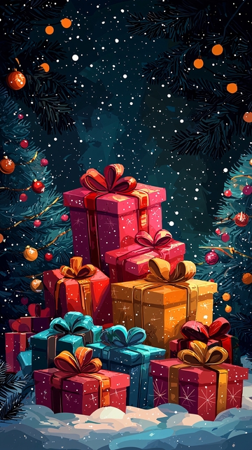 圣诞节礼物堆