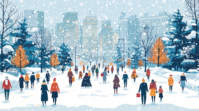 高清大图下载【趣麦麦图】冬日城市雪景