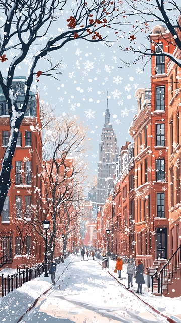 下雪的纽约街景