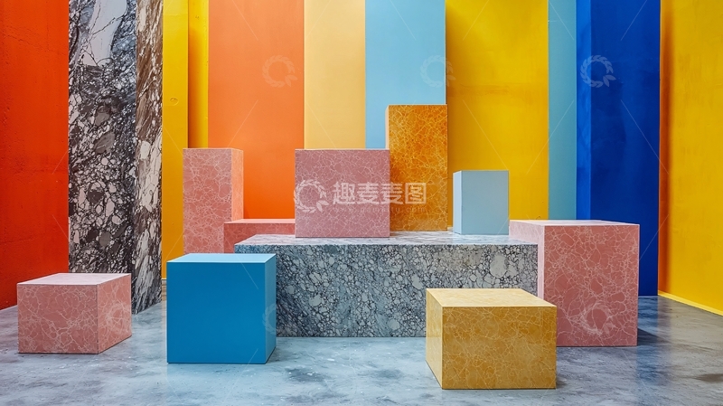 高清大图下载【趣麦麦图】彩色几何方块背景