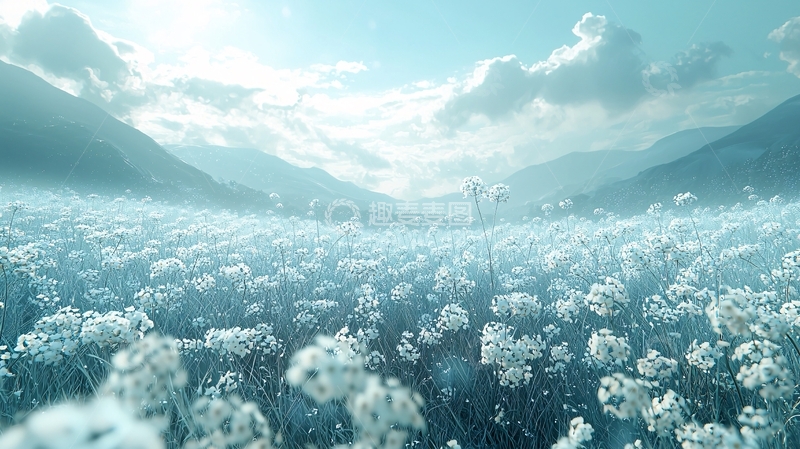 高清大图下载【趣麦麦图】梦幻雪白花海