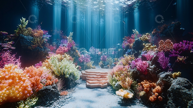 高清大图下载【趣麦麦图】海底珊瑚礁梦幻场景