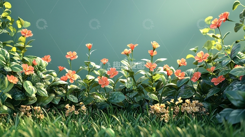 高清大图下载【趣麦麦图】柔和光线下盛开的粉色玫瑰花丛