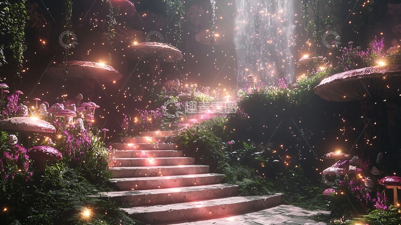高清大图下载【趣麦麦图】梦幻森林阶梯