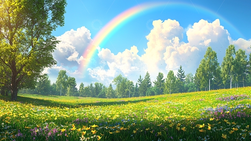 高清大图下载【趣麦麦图】彩虹田园风光