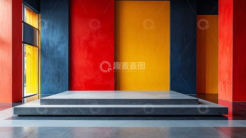 高清大图下载【趣麦麦图】红黄蓝三色现代室内设计
