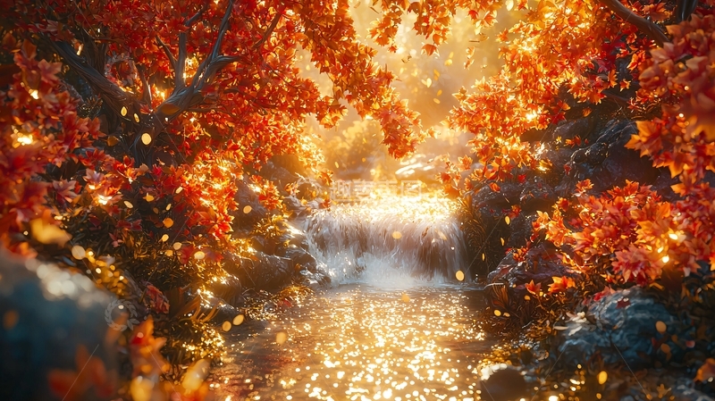 高清大图下载【趣麦麦图】秋季森林小溪