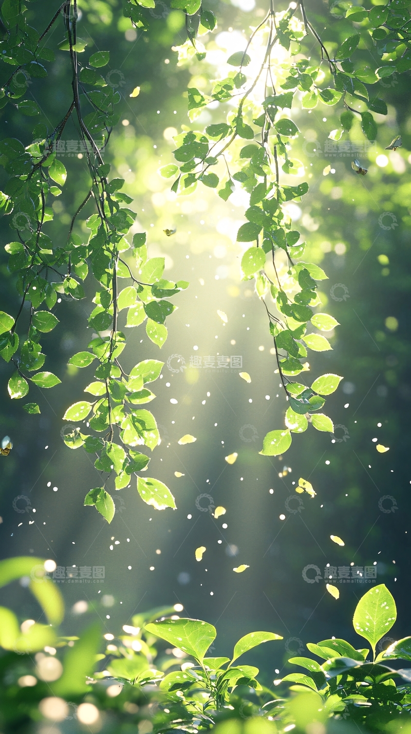 高清大图下载【趣麦麦图】阳光透过树叶