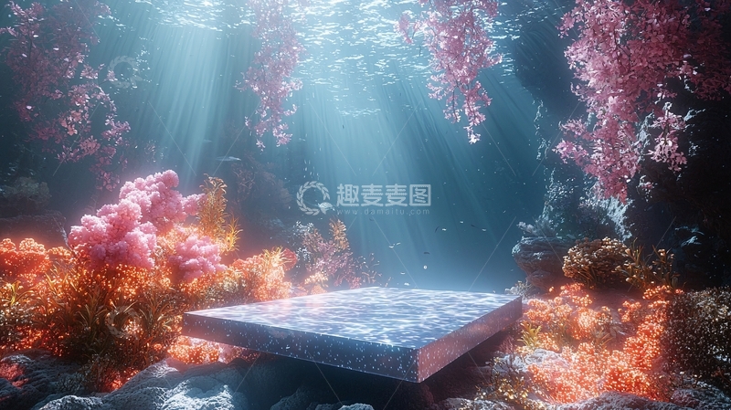 高清大图下载【趣麦麦图】海底光线珊瑚石板
