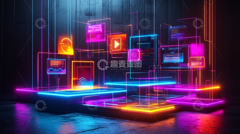 高清大图下载【趣麦麦图】科技感炫酷霓虹灯