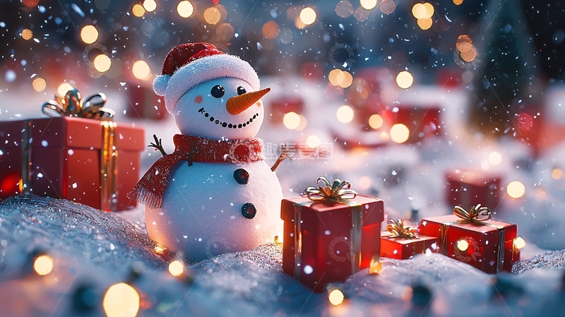 高清大图下载【趣麦麦图】圣诞雪人与礼物14