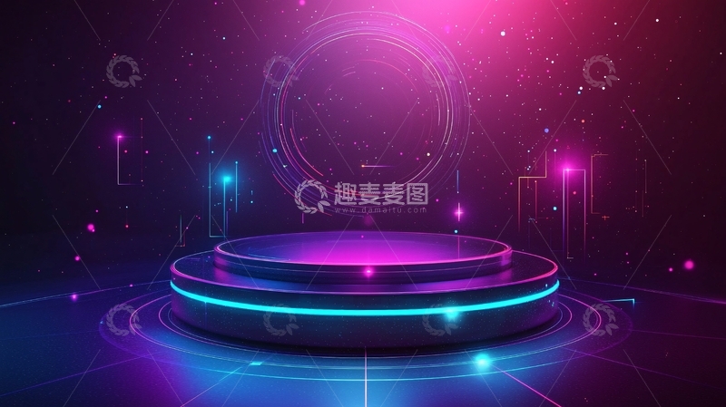 高清大图下载【趣麦麦图】炫酷紫色霓虹灯舞台