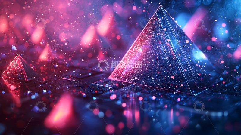 高清大图下载【趣麦麦图】炫彩几何透明金字塔