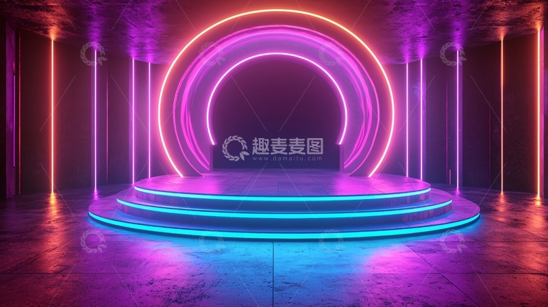 高清大图下载【趣麦麦图】霓虹灯舞台2