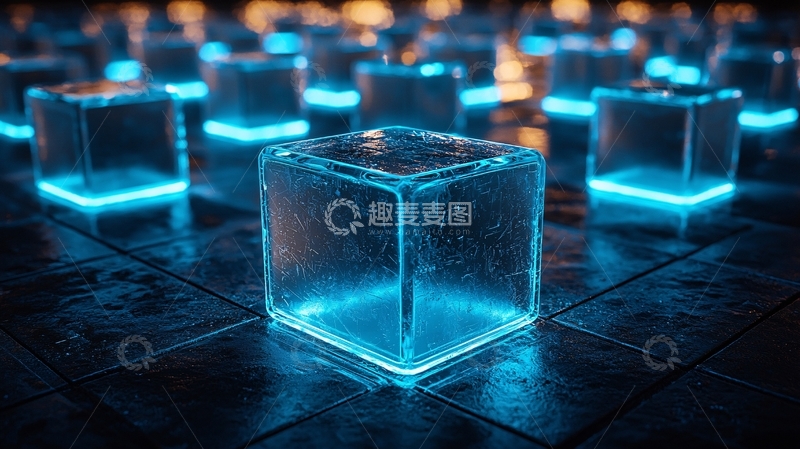 高清大图下载【趣麦麦图】蓝色发光冰块