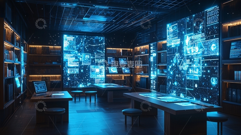 高清大图下载【趣麦麦图】科技感未来图书馆