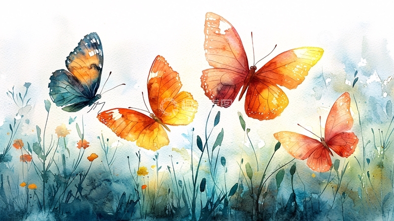 高清大图下载【趣麦麦图】水彩蝴蝶