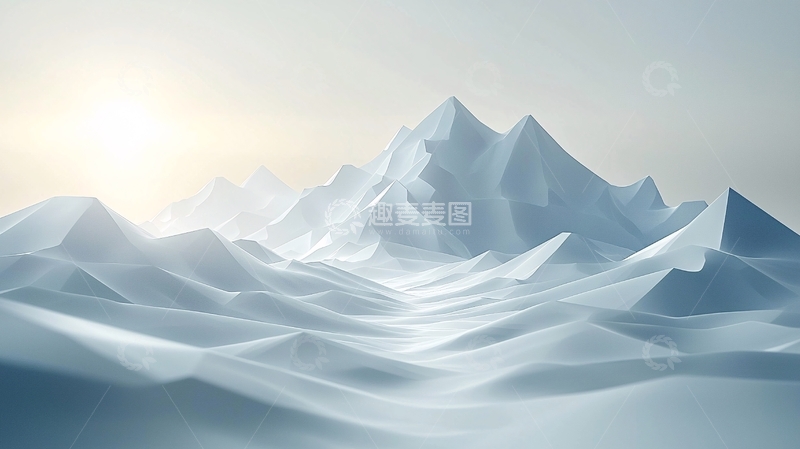 高清大图下载【趣麦麦图】极简风格雪山日出