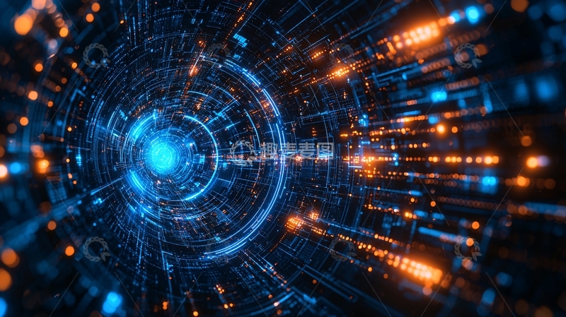 高清大图下载【趣麦麦图】蓝光科技感数据流隧道