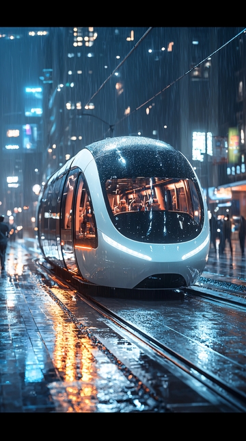 雨夜城市轻轨