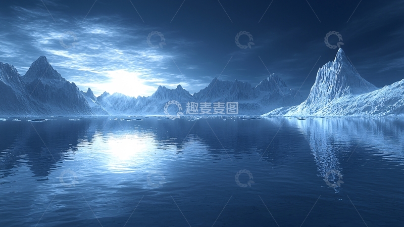 高清大图下载【趣麦麦图】冰雪山脉湖泊倒影