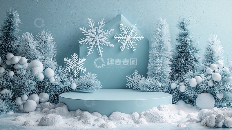 高清大图下载【趣麦麦图】蓝色系冬日场景