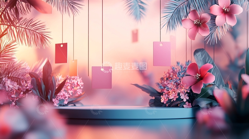 高清大图下载【趣麦麦图】梦幻粉色花朵背景