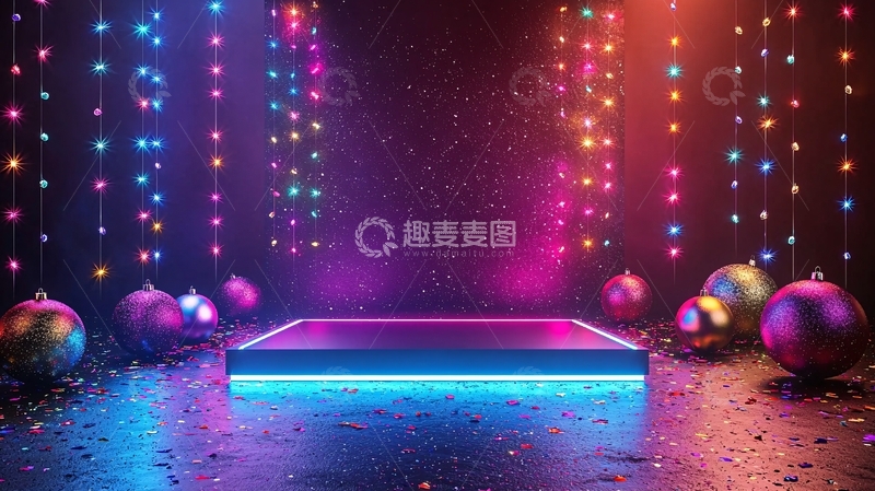 高清大图下载【趣麦麦图】霓虹灯圣诞节舞台