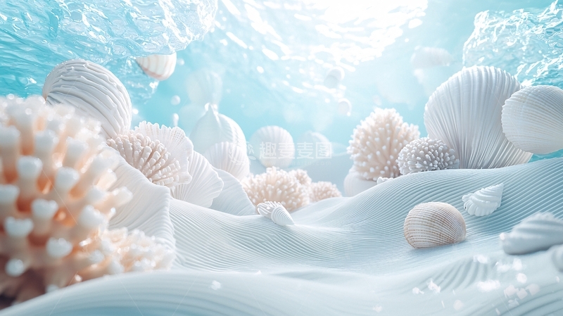 高清大图下载【趣麦麦图】海底贝壳沙滩