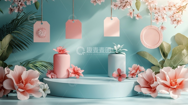 高清大图下载【趣麦麦图】粉色花朵背景