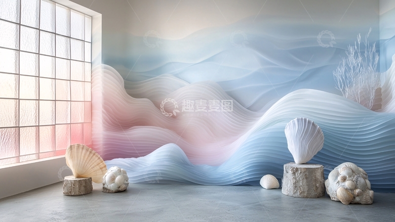 高清大图下载【趣麦麦图】梦幻轻纱波浪背景