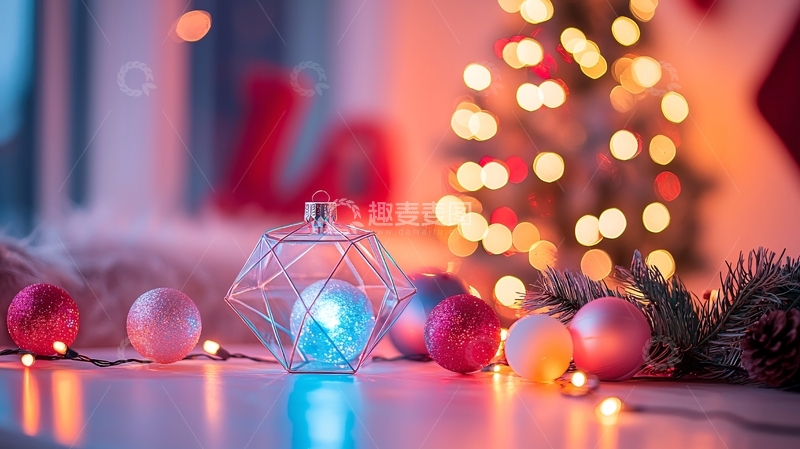 高清大图下载【趣麦麦图】温馨圣诞氛围灯光装饰