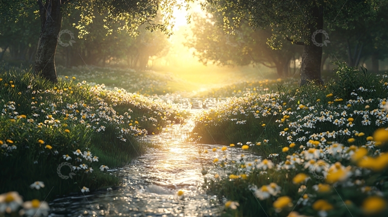 高清大图下载【趣麦麦图】清晨森林小溪