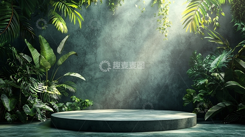 高清大图下载【趣麦麦图】热带雨林背景展示台