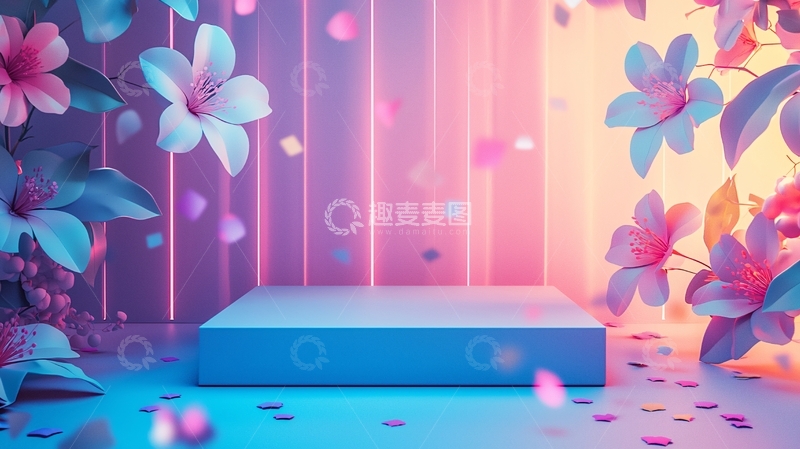 高清大图下载【趣麦麦图】梦幻花朵背景展示台