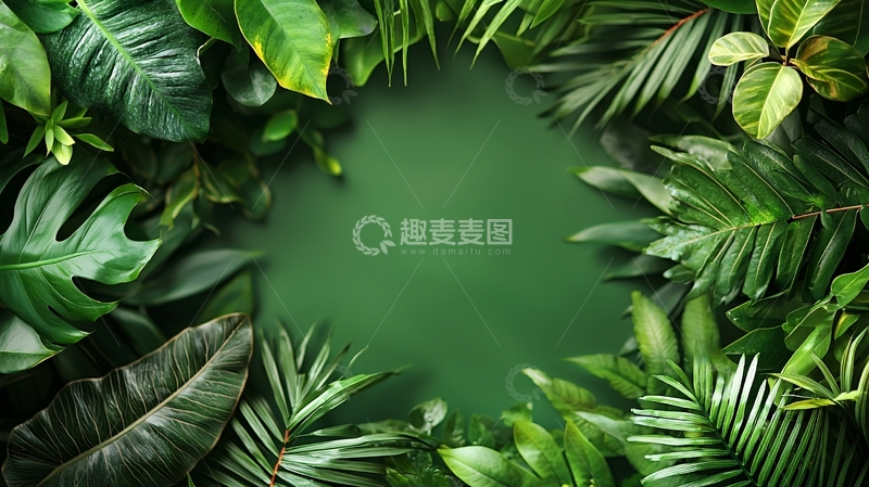 高清大图下载【趣麦麦图】热带植物环形背景
