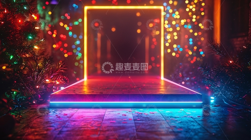 高清大图下载【趣麦麦图】霓虹灯通道