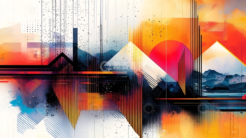 高清大图下载【趣麦麦图】抽象几何风景画