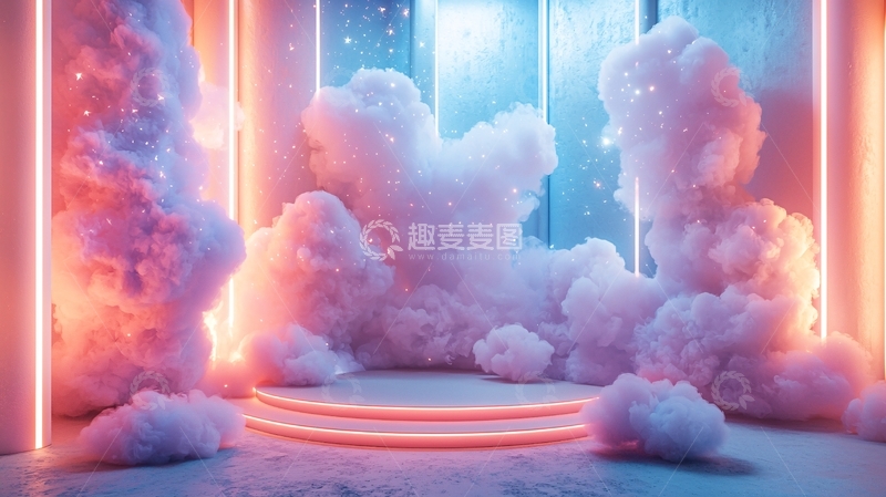 高清大图下载【趣麦麦图】霓虹灯泡泡梦幻场景