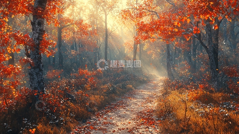 高清大图下载【趣麦麦图】秋日森林小路