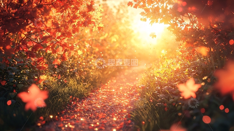 高清大图下载【趣麦麦图】秋日暖阳小路