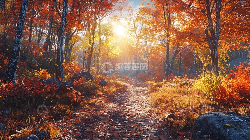 高清大图下载【趣麦麦图】秋日森林小路