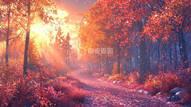 高清大图下载【趣麦麦图】秋日森林小路