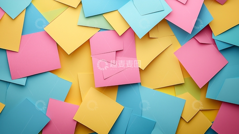 高清大图下载【趣麦麦图】彩色便签纸堆叠