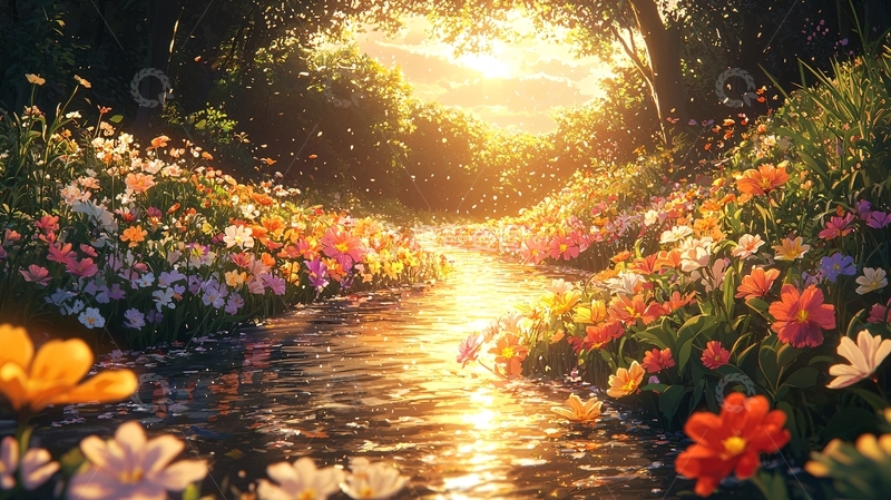 高清大图下载【趣麦麦图】光影森林花路