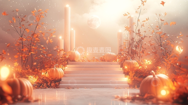 高清大图下载【趣麦麦图】秋季南瓜阶梯