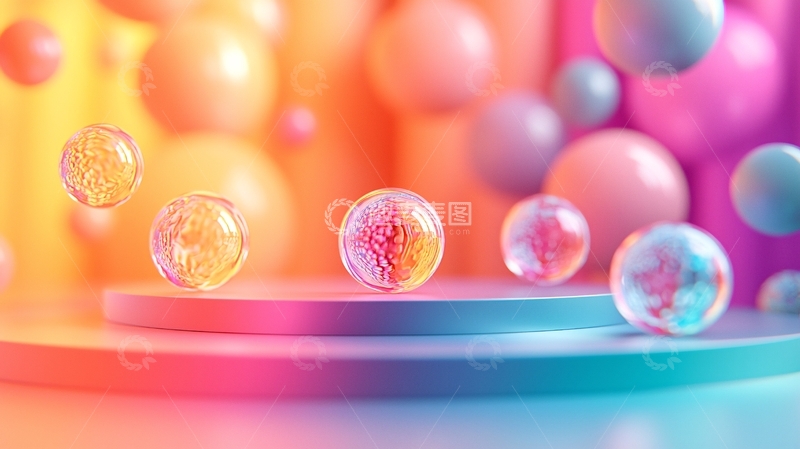 高清大图下载【趣麦麦图】-彩色泡泡背景