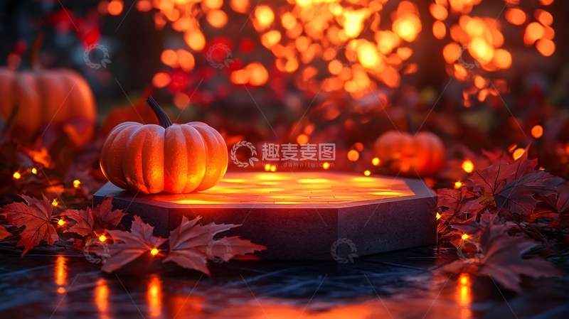 高清大图下载【趣麦麦图】万圣节南瓜灯饰背景