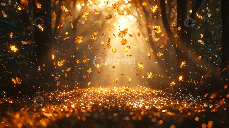 高清大图下载【趣麦麦图】阳光森林落叶